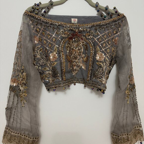 Organza long dress with chiffon dupatta - Picture 1 of 10